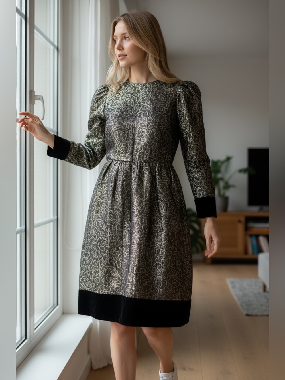Vintage Givenchy Silk Long Sleeve Dress Size 8